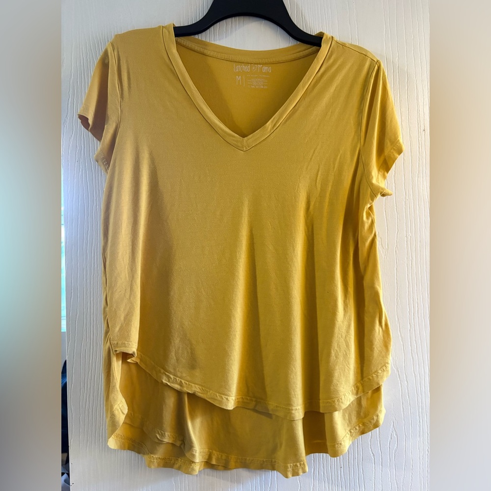 Latched Mama Mustard V-Neck Short Sleeve Top